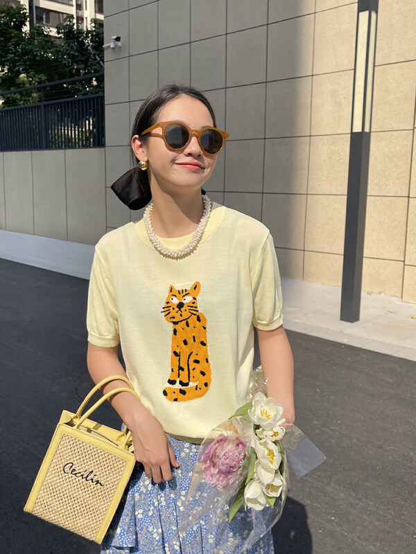 goods in stock! New in early summer! [attitude] round neck tiger jacquard sweater 6a216# ozq