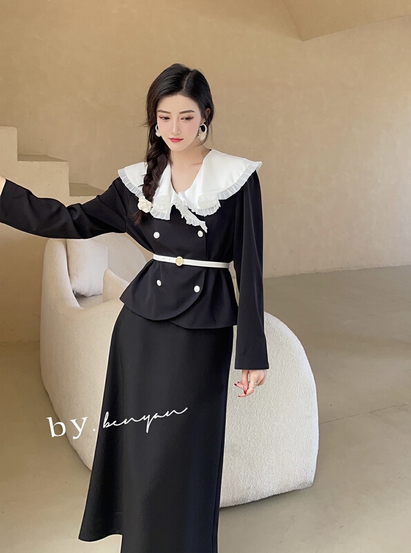 New year in early spring! [benyan] temperament Lapel coat + high waist slim skirt suit 9877# zxx