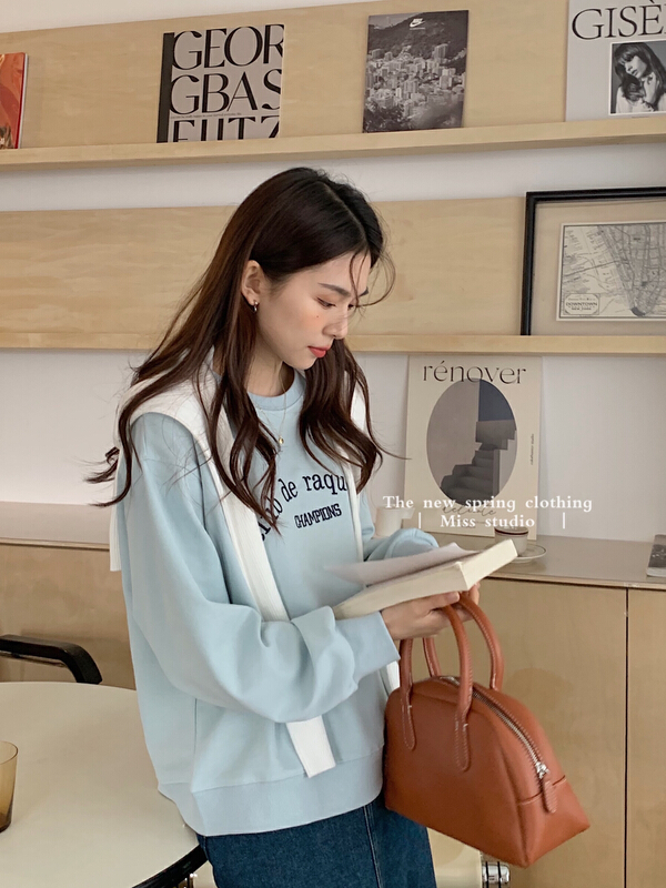Original price 55.27! [miss miser] round neck embroidered letter sweater y8802# ZSY