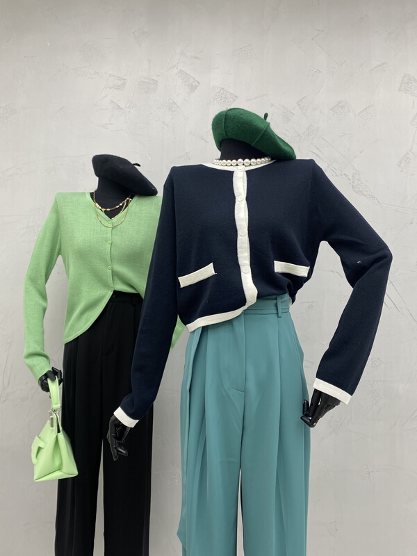 goods in stock! Cxdhh / new in early spring! [strict selection - planting grass and growing trees] Korean version xiaoxiangfeng color contrast knitted cardigan (26% wool) xc6-21mh30787# cqw
