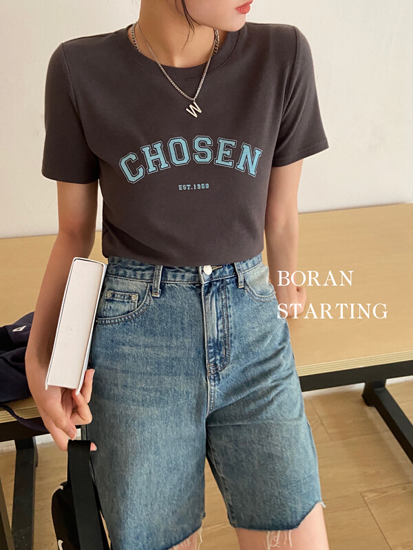 New year in early spring! [Boran buran] Korean round neck letter short sleeve T-shirt 6191# XYY