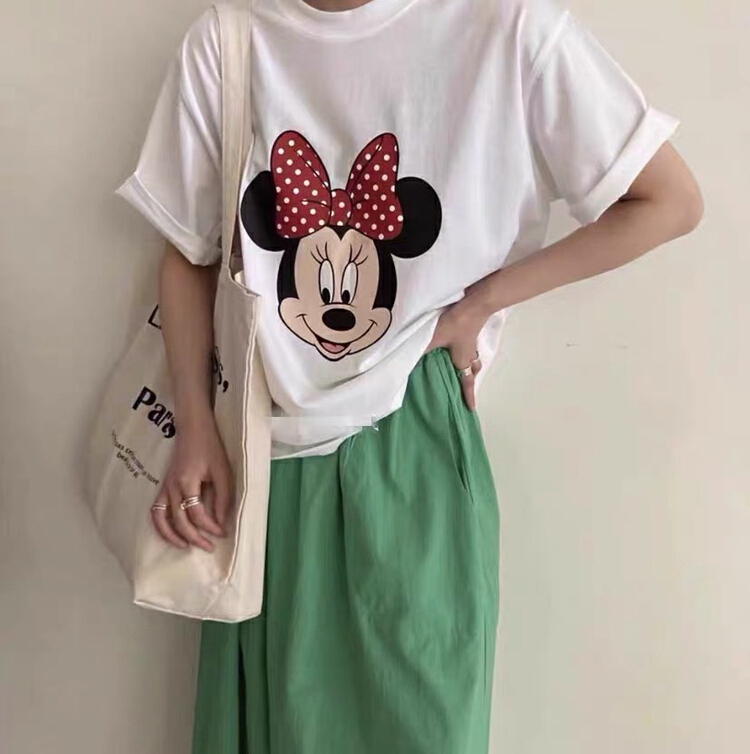 [love] Korean casual and versatile cartoon printed short sleeve T-shirt z0995# HBx