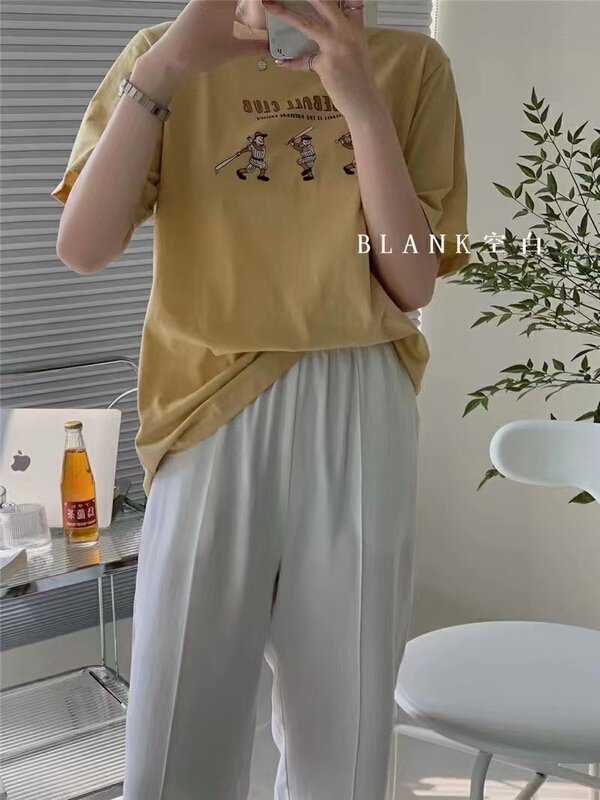 [HH] Korean round neck print short sleeve T-shirt 3359# L