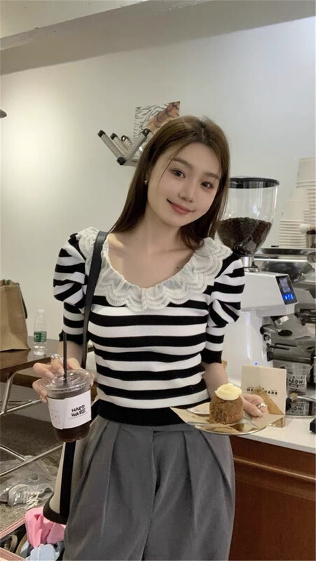 [Weika] Vintage knitwear 8212# lwy with stitching design