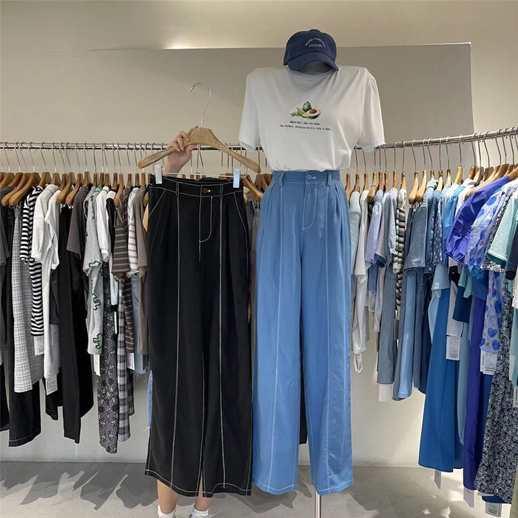 [Boran · Boran] color blocking fashion straight casual pants 22b7361# LSW