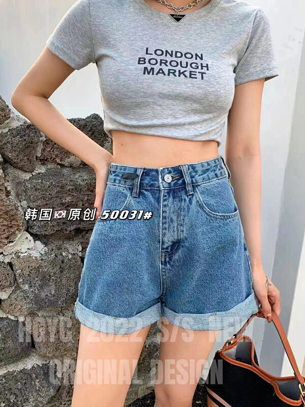[thgz fairy tale princess] back waist design printed letters denim shorts 50031# JJ