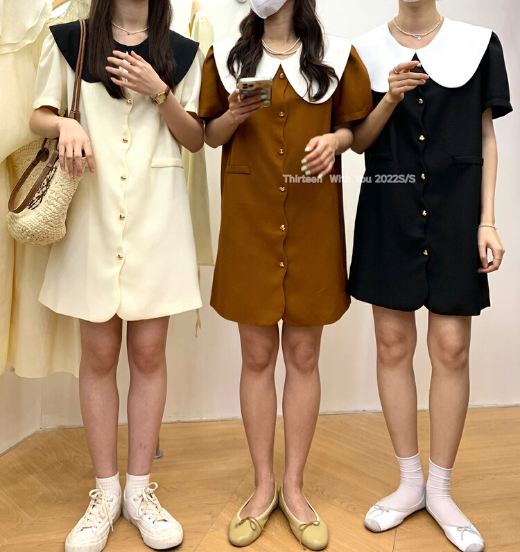 goods in stock! [thirten 13] Korean style Xiaoxiang dress (with detachable collar) 1621# XYY