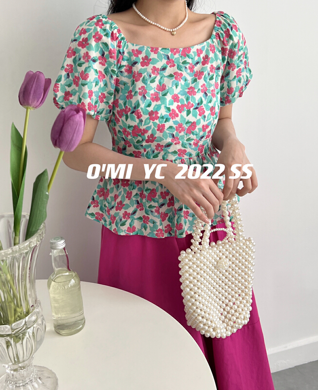 【O MI】韓系碎花兩穿小衫  YS-8635#  HBX