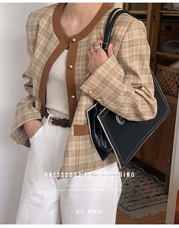[the mind] round neck Plaid fashion jacket 60117# XYJ