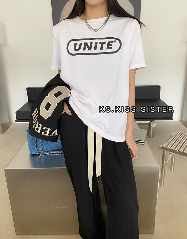 New year in early spring! [KS] classic letter logo loose men's and women's short sleeve T-shirt 22048# ozq