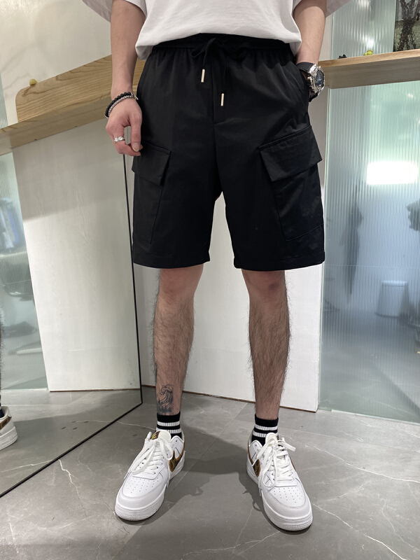 [TPY] elastic waist versatile large pocket overalls casual shorts jh2025# ZZL