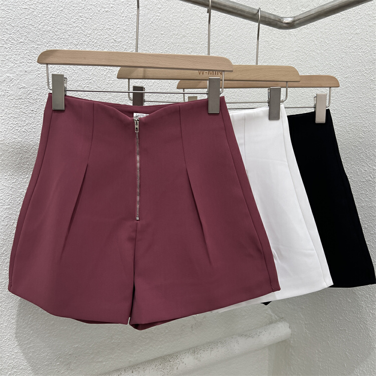 [w.min] high waist design, half zipper, slim casual shorts 8810# CLS