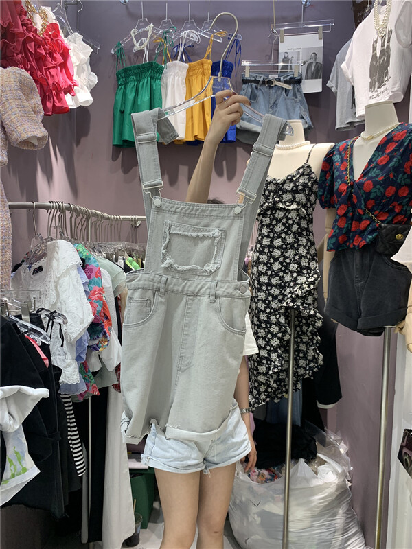 [SME +] Korean casual loose denim suspenders 1269# CSX