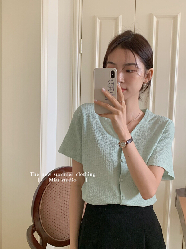 New in early summer! [miss miss home] clean version simple and versatile small shirt y8807# ZSY