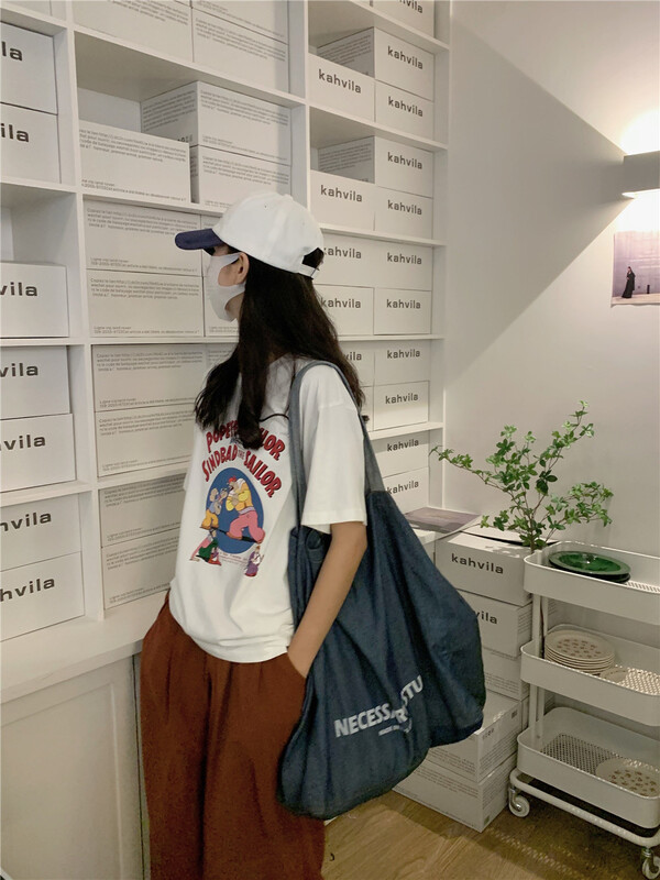 New in early summer! [Linai] Korean retro cartoon printed short sleeve T-shirt 121c126# zxx
