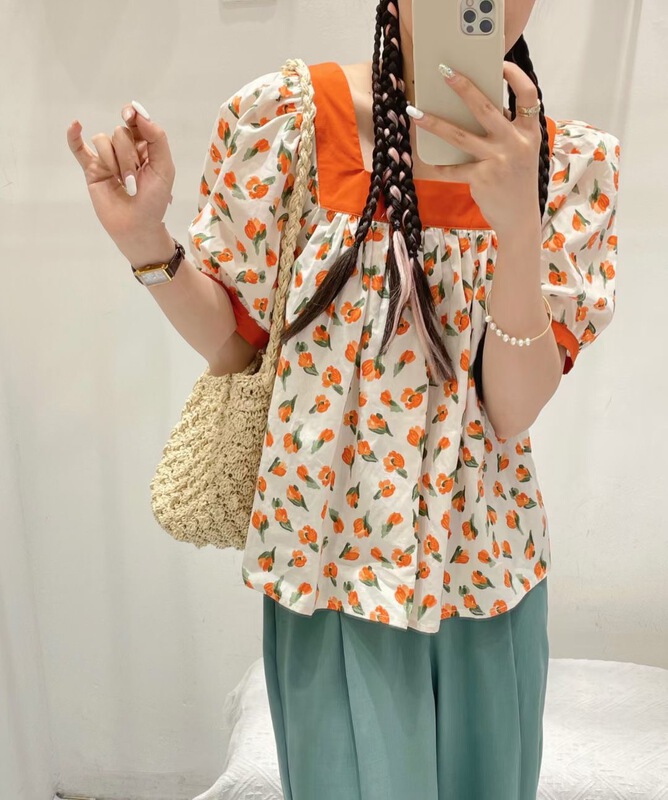 [ya. Mei] square neck style fashion shirt 5633# ll