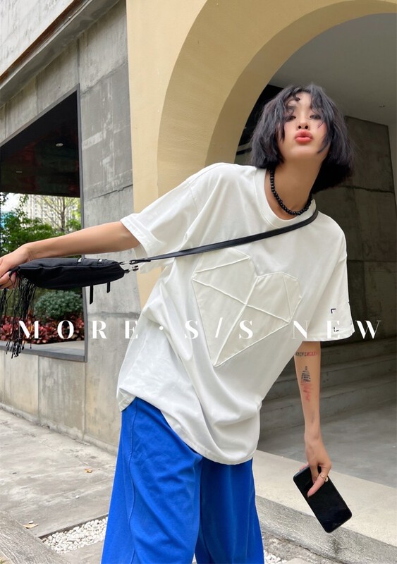 New in early summer! [more] Korean love Pullover short sleeve T-shirt 8880# ozq