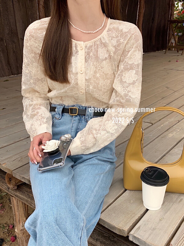 New year in early spring! [choco] Korean version of small women's thin shirt 8125# LSW