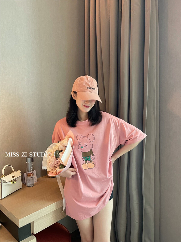 New year in early spring! [miss Zi] crew neck loose print short sleeve T-shirt 2285# cqw