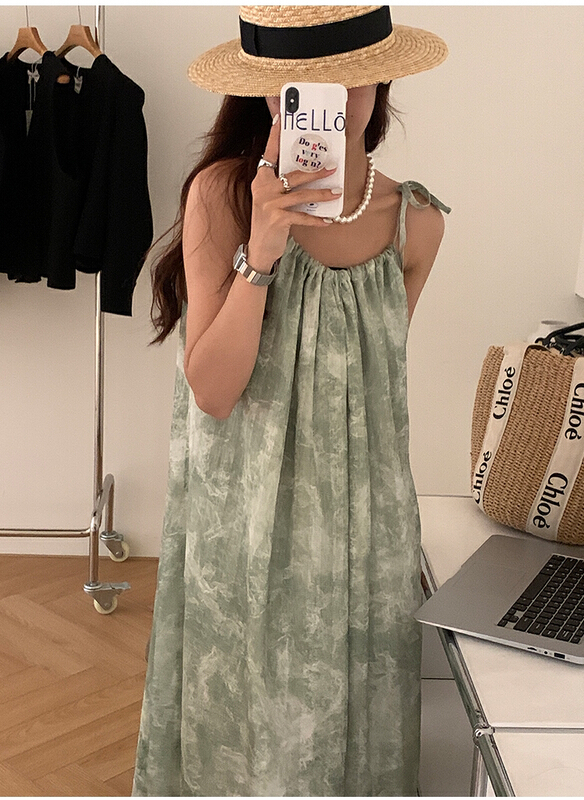 New in early summer! [the mind] Korean Style Floral tie dyed dress 60251# XYJ