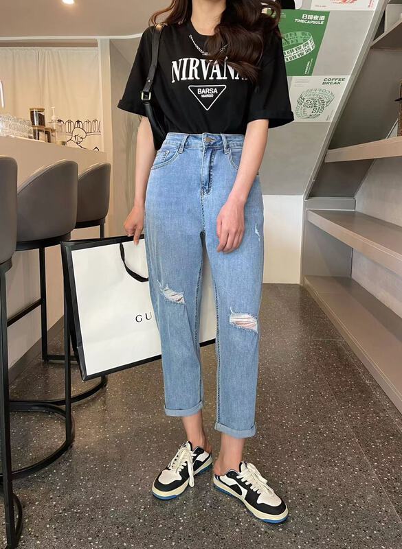 [Mi & Co Wu] broken hole Harlan slim jeans t1852# hjy