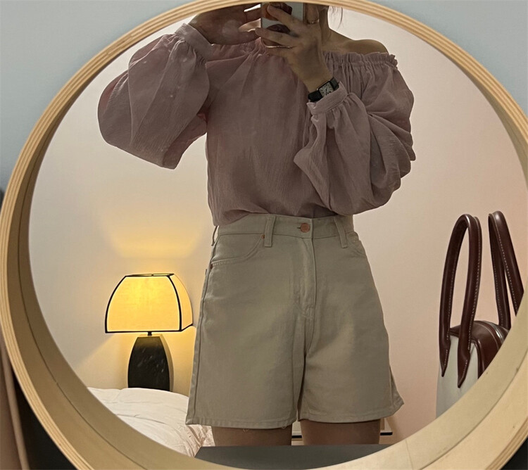 [Selene] Korean high waist versatile denim shorts 5009# XYJ