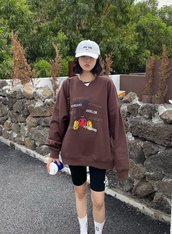 goods in stock! New year in early spring! [keyboard] = Korean round neck Beaded Mickey cartoon sweater a-5517# LSL