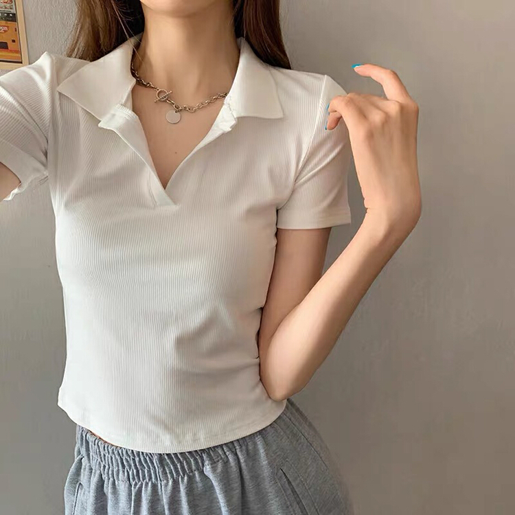 In early summer! [Gangan] Korean versatile slim fit short Pullover short sleeve T-shirt 1261\cl