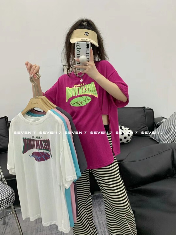 [seven 7] split letter printed short sleeve T-shirt 8211# WTT