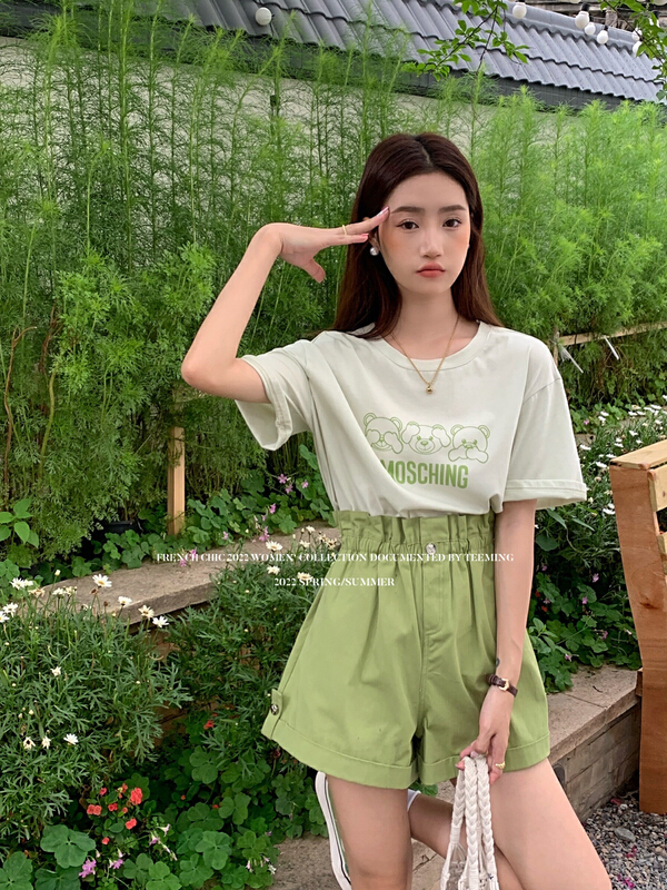 [teem ing] Korean version ins high waist thin wide leg casual shorts (only shorts) 22t200# hjy