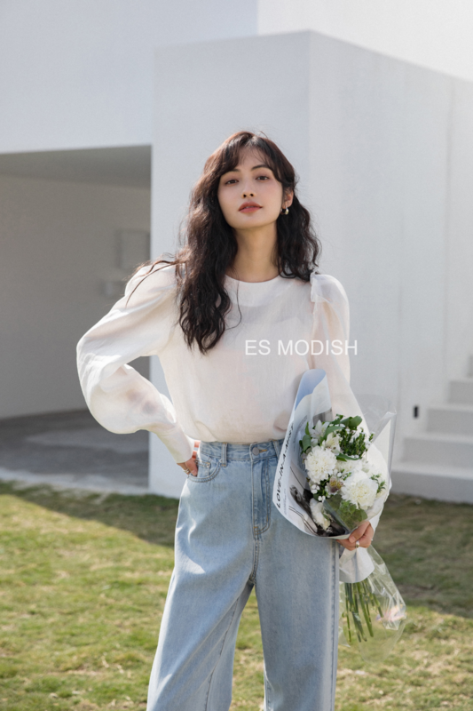 goods in stock! New year in early spring! [es modish] ladies style clean version simple shirt bl1520# XYJ