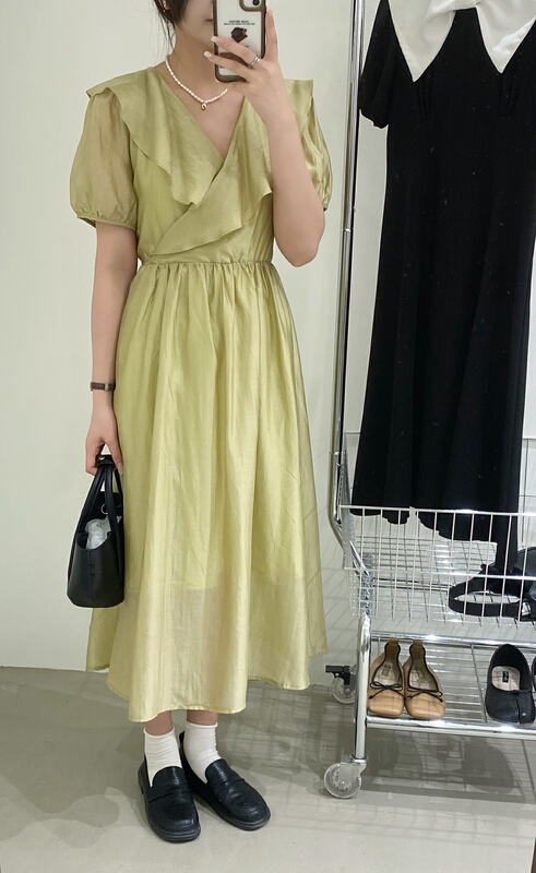 [chocolate] Korean lotus leaf collar fashion dress (with belt) 28068# ll
