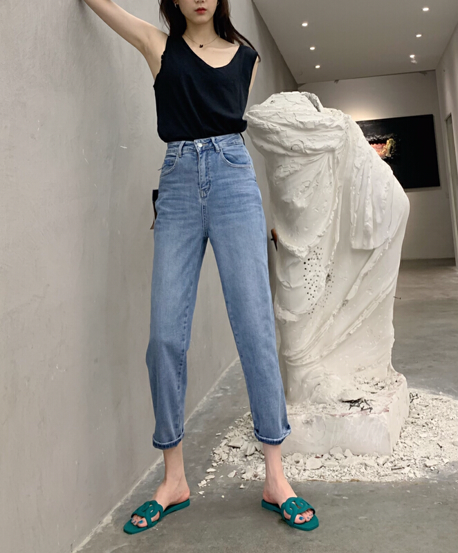 Original price 130.72! [1980] Korean slim fit and versatile 9-point small Harlan jeans 2c63209# zyh