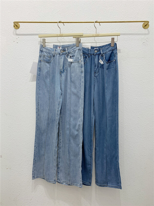 [u.she] Korean casual loose wide leg jeans 61071-1# cqw