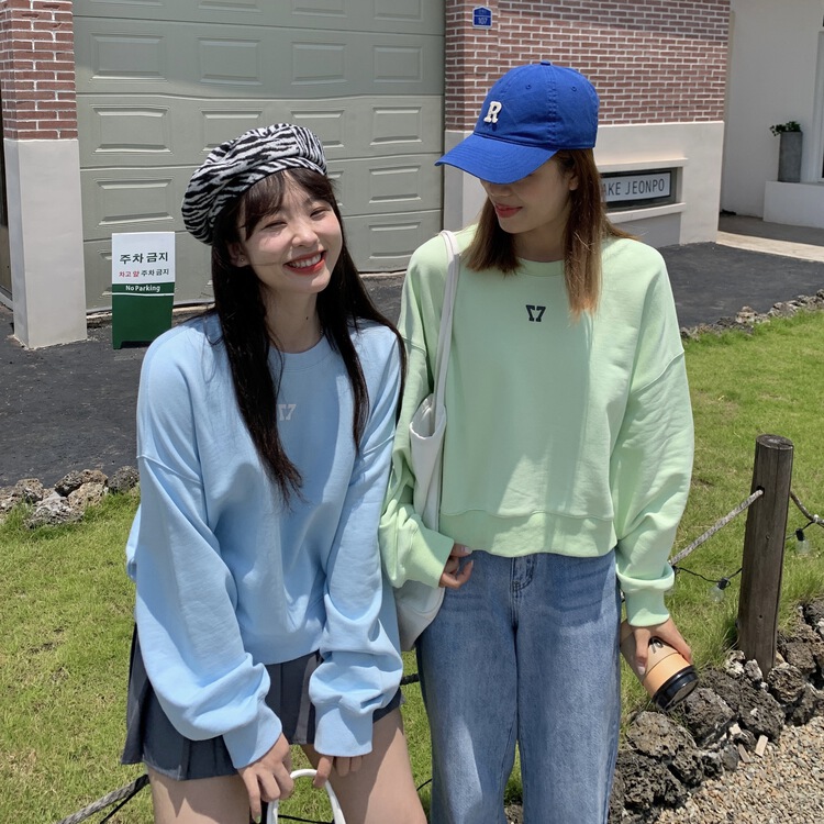 [run. 7] simple pattern round neck pullover 13063# CJJ