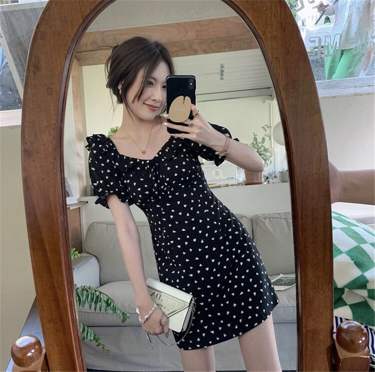 [NC Editio n (new color] short sleeve pleated love dress q9313# zxx