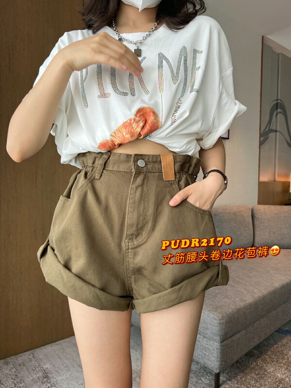 [pudr] Korean label design Vintage denim shorts 2170# XJ