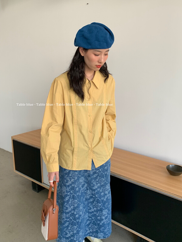 New year in early spring! [table blue] Korean Ladies' versatile shirt 2042# LSW