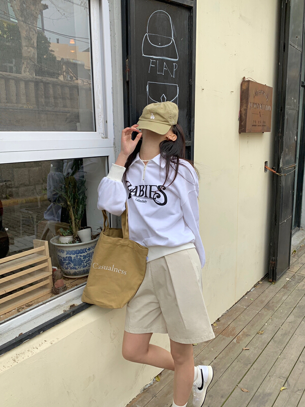 The original price is 95.99! New year in early spring! [finoa] popular color versatile letter polo collar sweater 10066# CLS