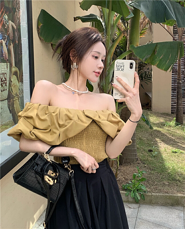 [X.C] one shoulder and two elastic blouses 519# WPL