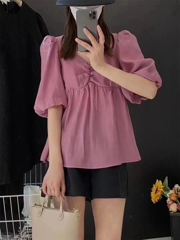 [Susan] ladies' foreign style aging shirt (excluding necklace) 18525# LSW