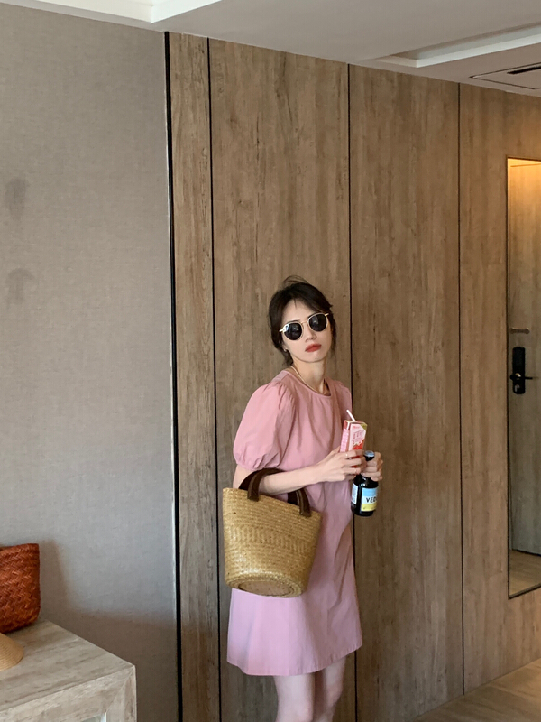 [the lab] crew neck solid color simple dress 2152# zxx