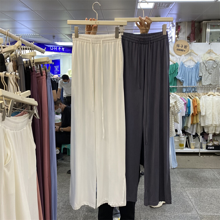 New in early summer! [e + 1] simple solid color loose slit wide leg casual pants 915# XYY