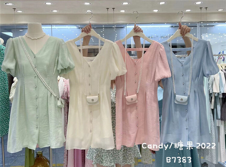 [candy] V-neck gentle age reducing dress (with bag) (excluding necklace) ys1-7383# zjy