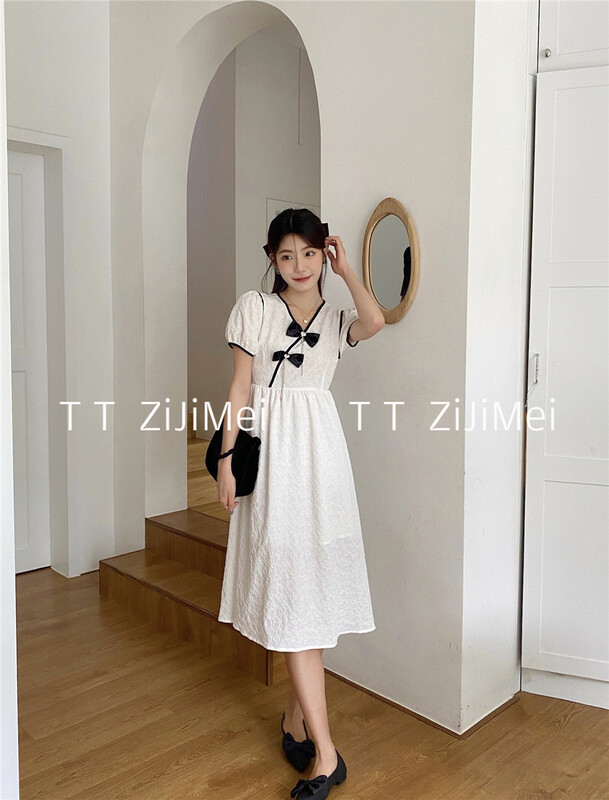 goods in stock! New in early summer! [self beauty] Han Shu V-neck high waist dress 6250# hjy
