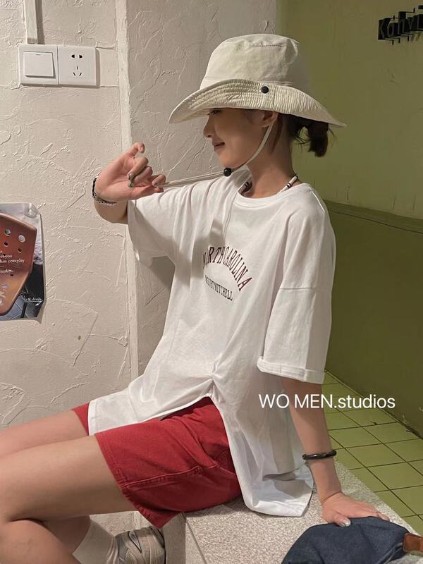 [Wo / men] letter printed slit short sleeve T-shirt 2930# zxl