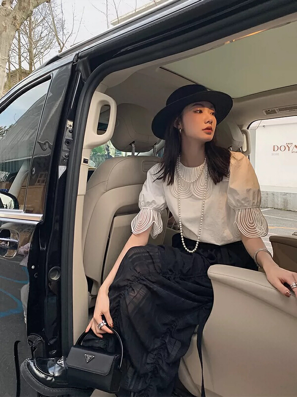 [Sue studio] French romantic petal collar shirt 22282# zjy