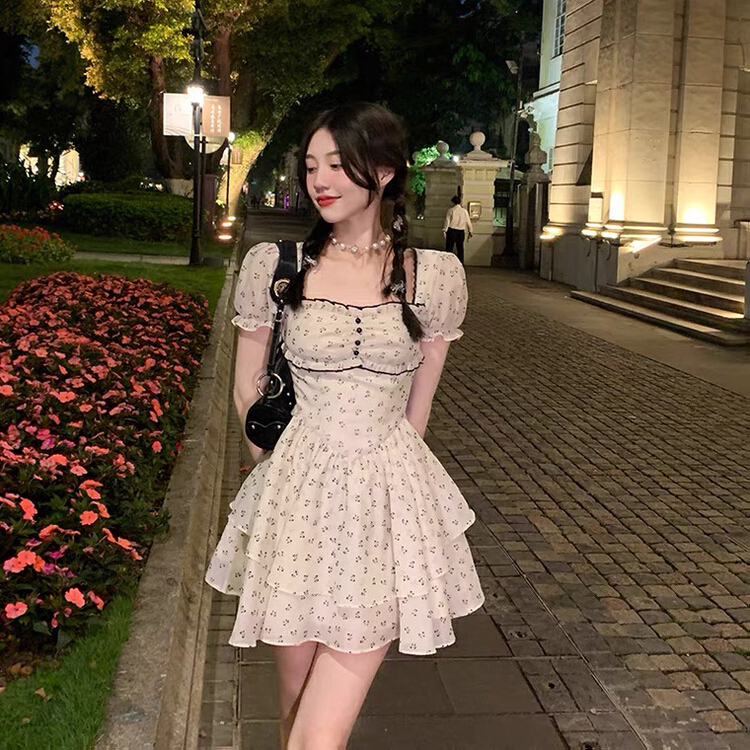 New in early summer! [L.L studio] French romantic floral bow dress 7584# PCZ