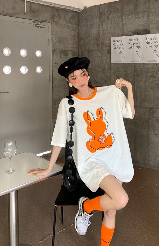 New in early summer! [our] Korean fashion patch short sleeve T-shirt 8792# LSW