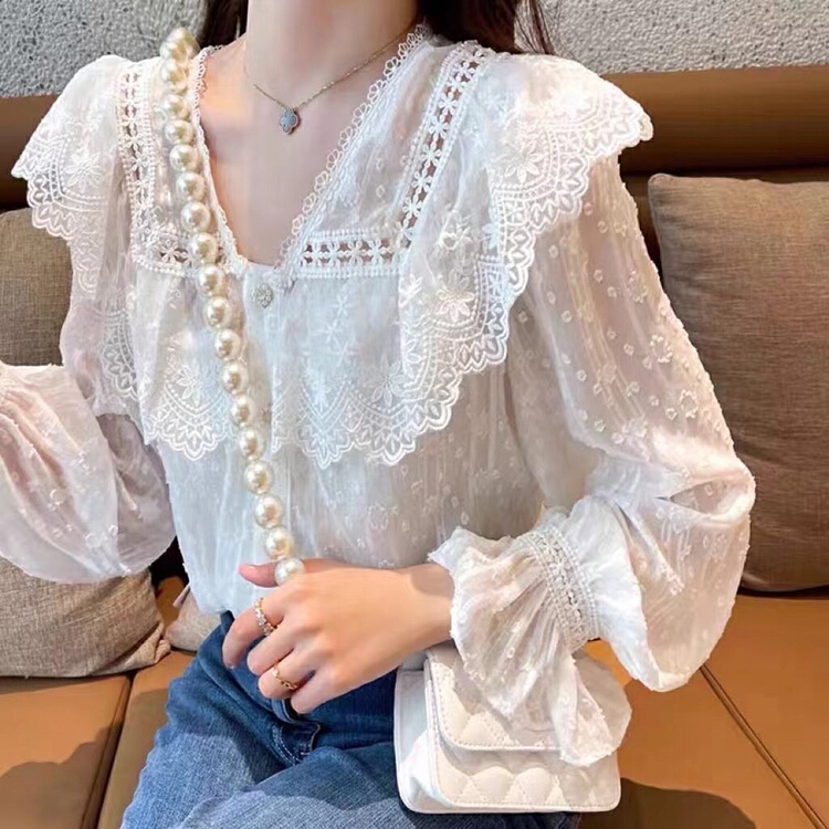 [Kiki] Korean chiffon blouse with ruffle design 1237# ozq